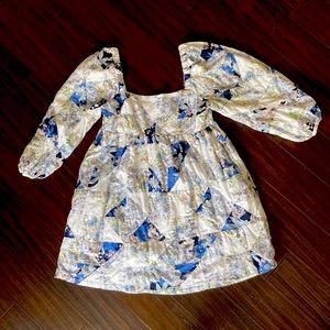 EUC J. Crew XL cotton voile square-necked, smocked-back dress, floral pattern